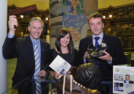 Barry Horne holding boots, with Lord Grantchester and Belinda Monkhouse