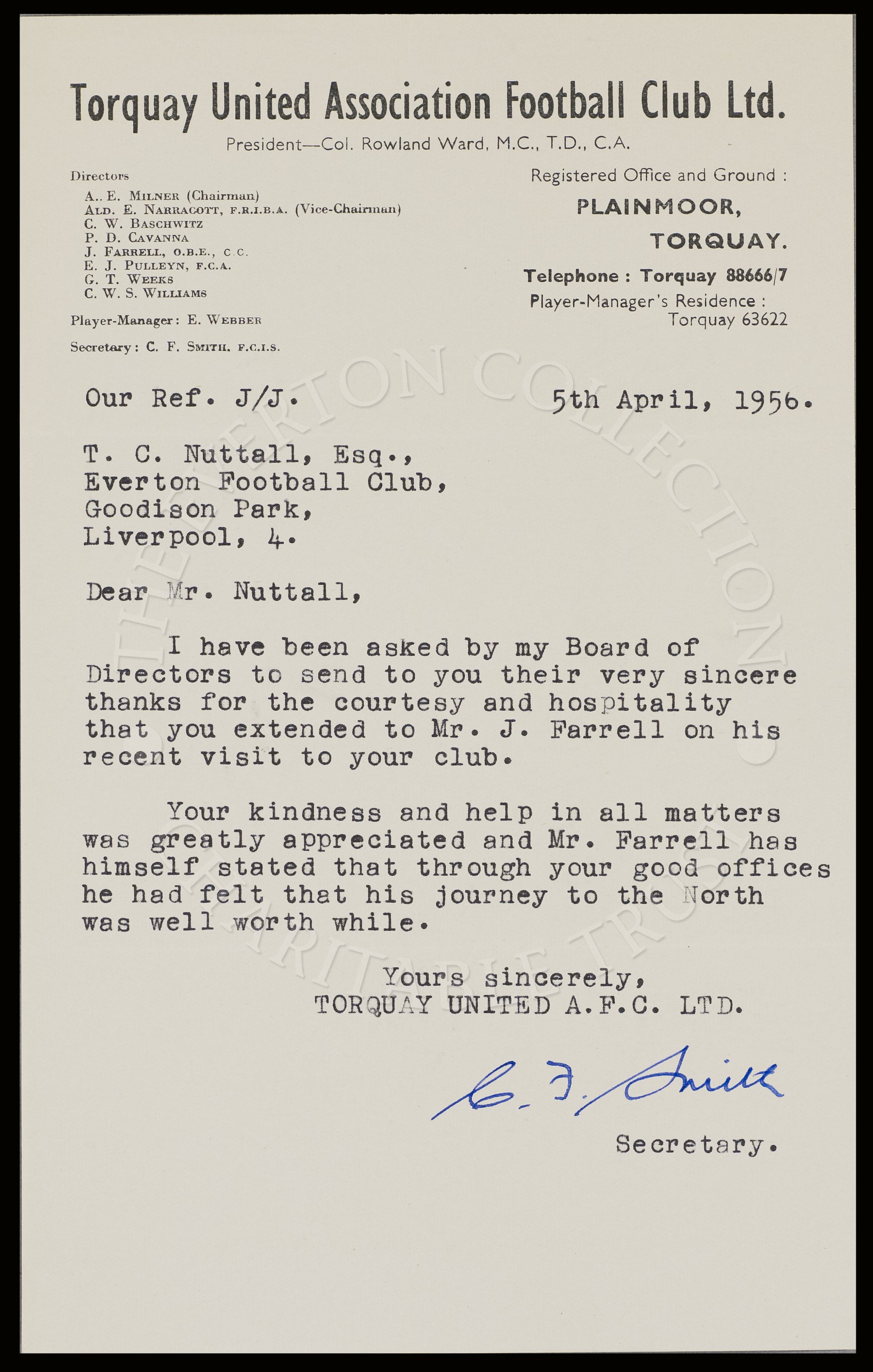 Letter with other Club