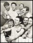 Image of : Photograph - Colin Harvey, Jimmy Gabriel, Gordon West, Brian Harris, Ray Wilson, Alex Young and Derek Temple celebrate after their victory over Manchester United