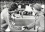 Image of : Photograph - Mick Lyons, Everton Captain with Princess Anne