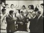 Image of : Photograph - Dixie Dean (W. R. Dean) with Sir John Moores CBE and Harry Catterick and Everton F.C. team